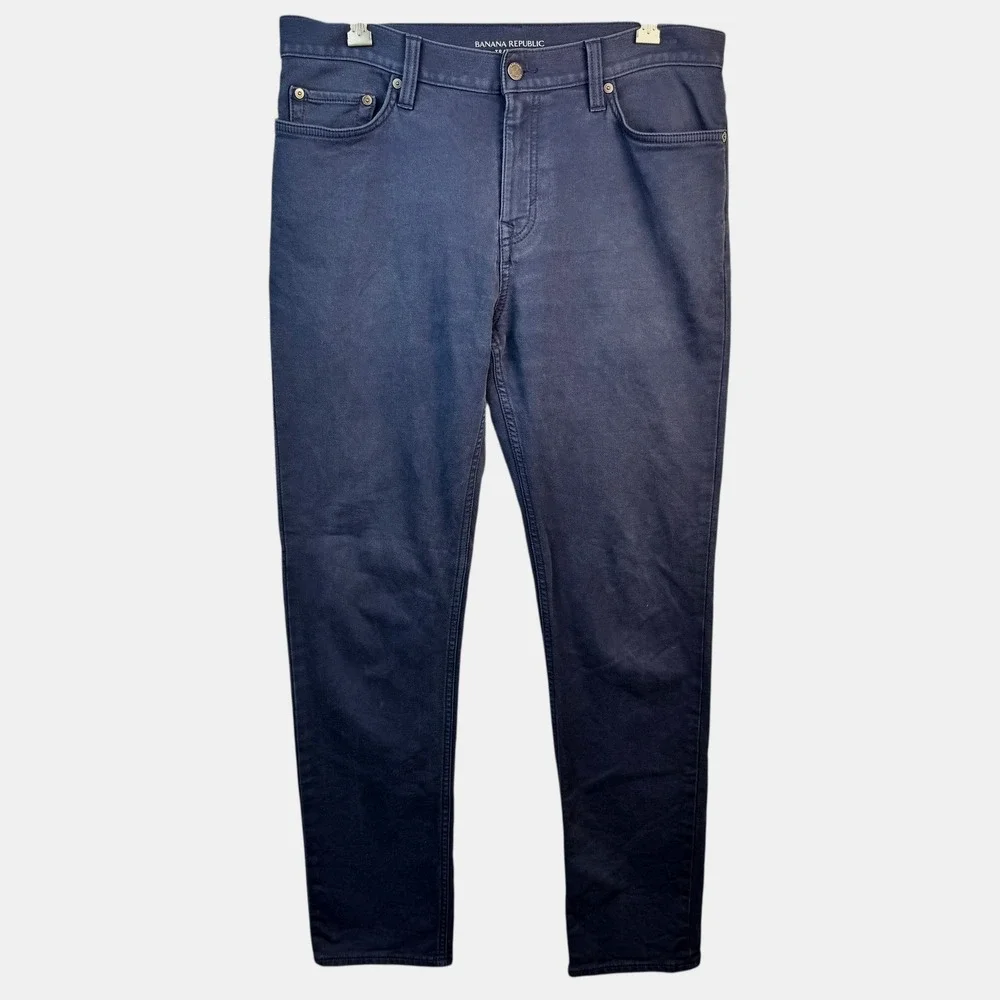 Banana Republic Slim Traveler Navy Pants Men 32x32 Casual‎ Stretch Cotton Blend